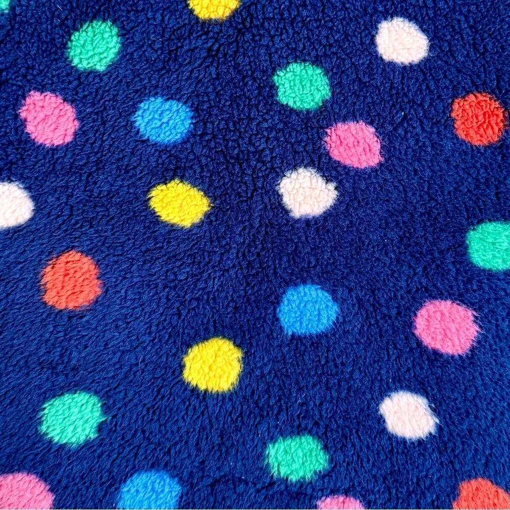 Mini Boden Cosy Reversible Fleece Girls 4-5 Y Jacket Starboard Blue Multi Spots